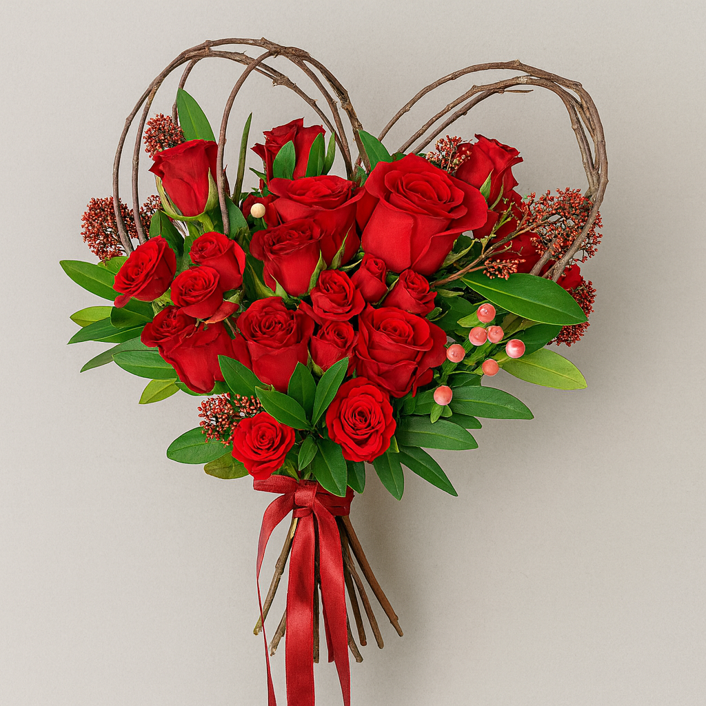 赤いバラのバレンタインデザイン